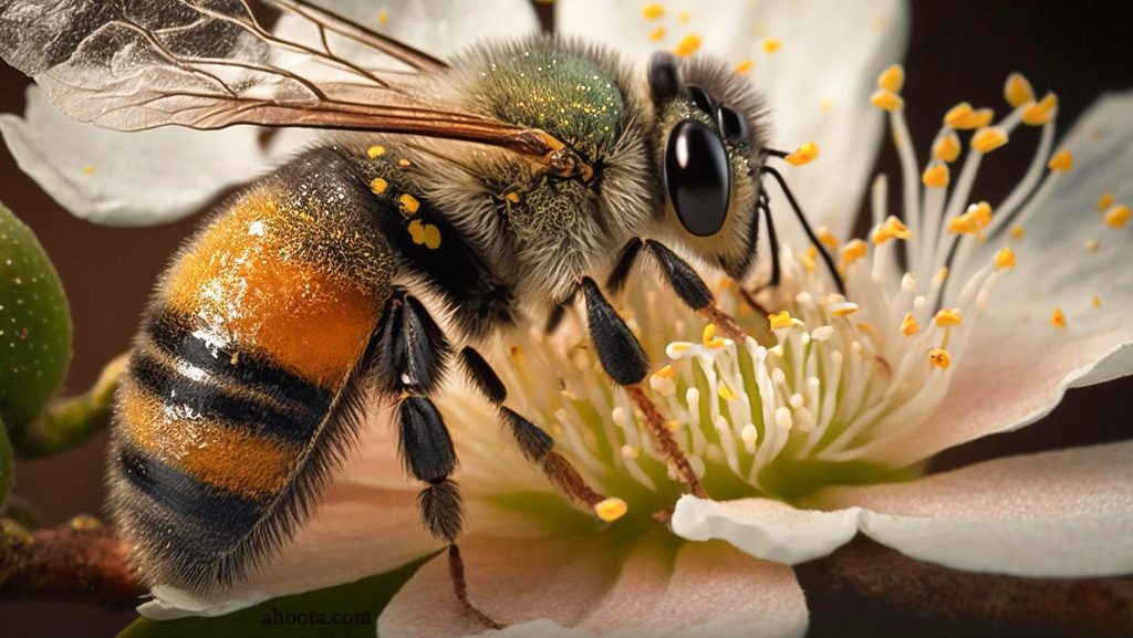 عکس زنبور عسل روی گل
