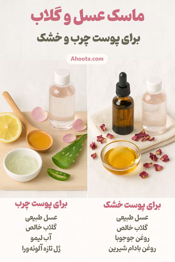 ماسک عسل و گلاب برای پوست خشک و چرب